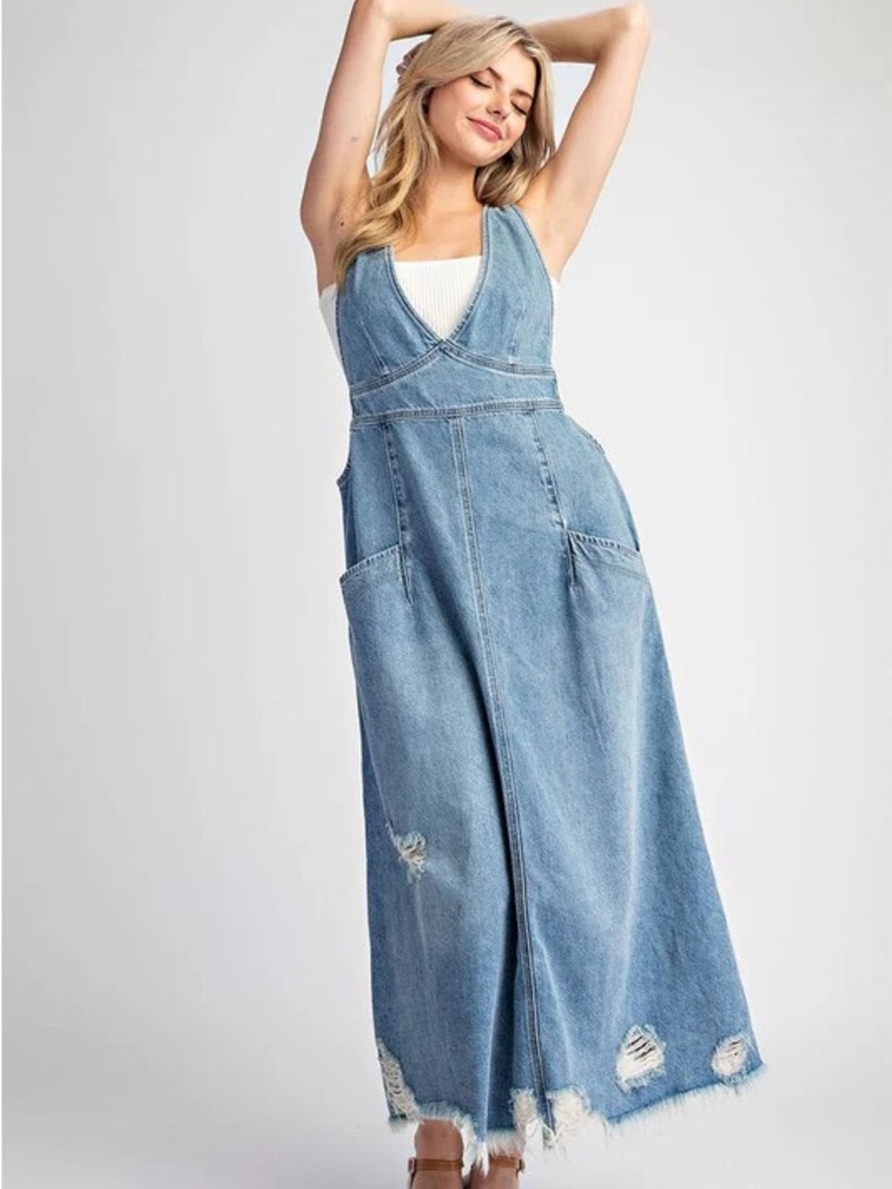 Free People Denim Strapless Dress